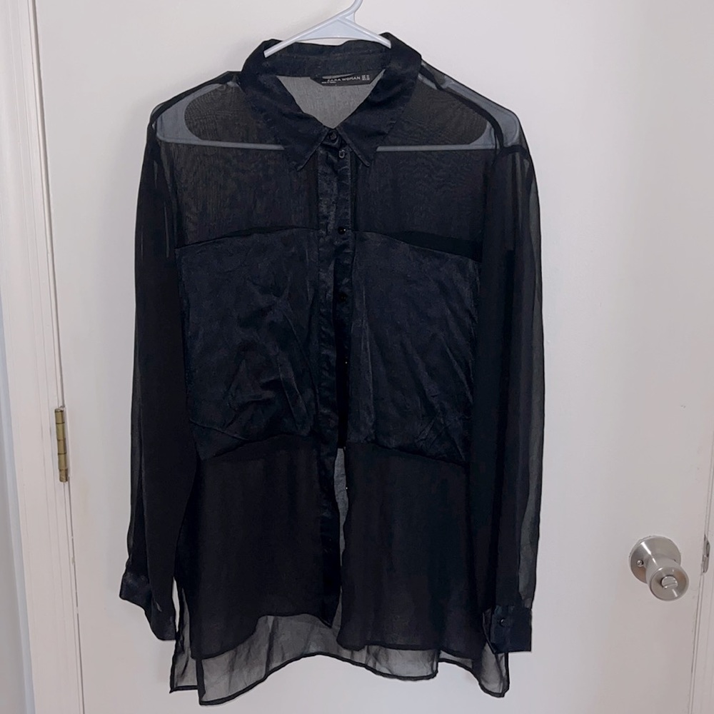 Zara Black Sheer Blouse